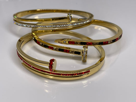 Stackable Gold Bangle Bracelets Tarnish free/Waterproof arm candy