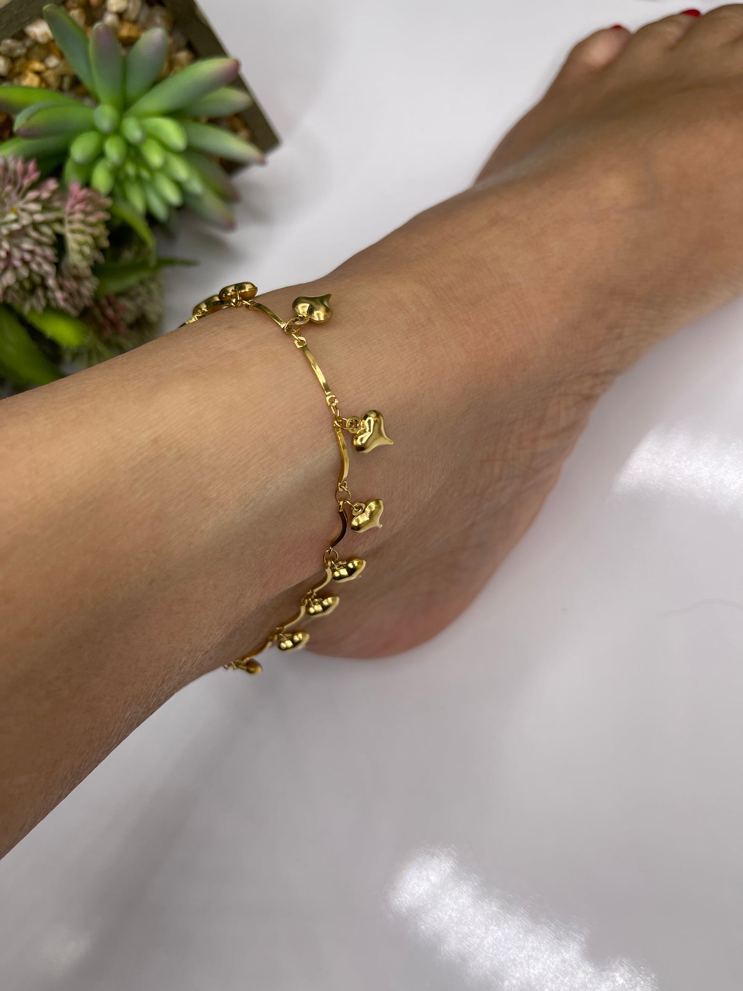 Gold Anklet Heart Stainless Steel