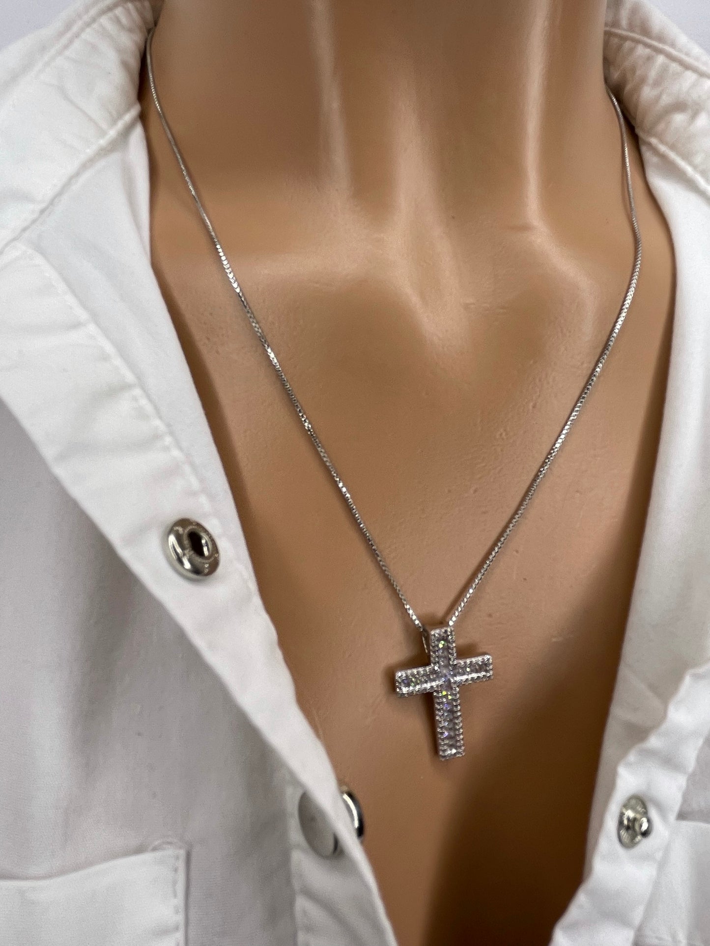 Religous Zirconia Cross Necklace 18K Plated