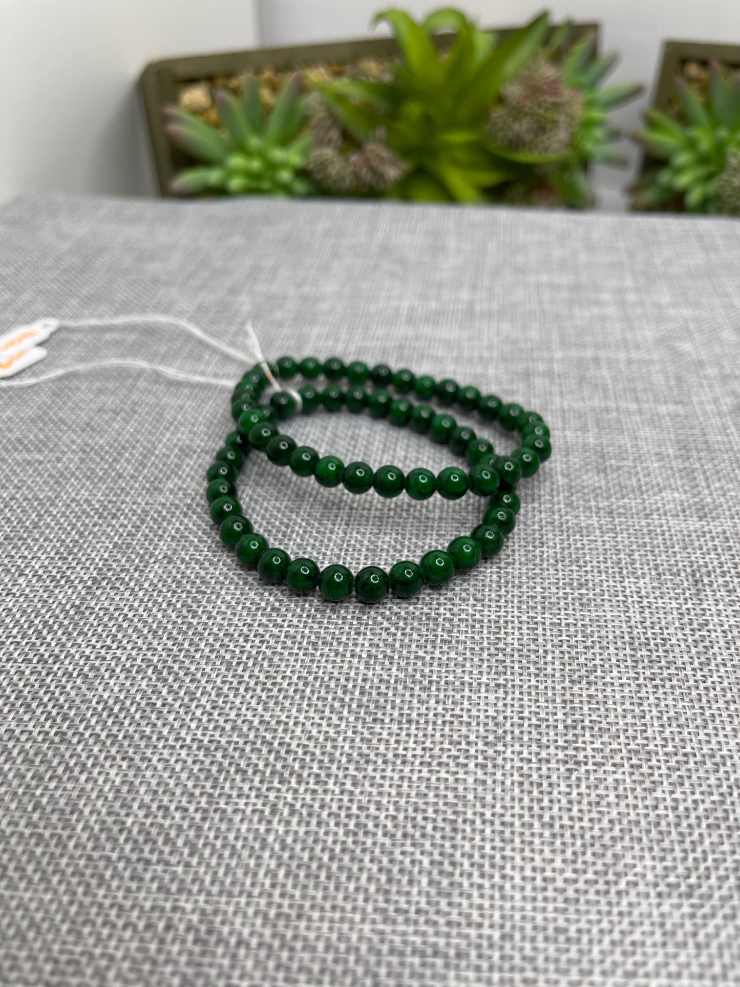 Men’s Beaded Bracelets in Green Agate