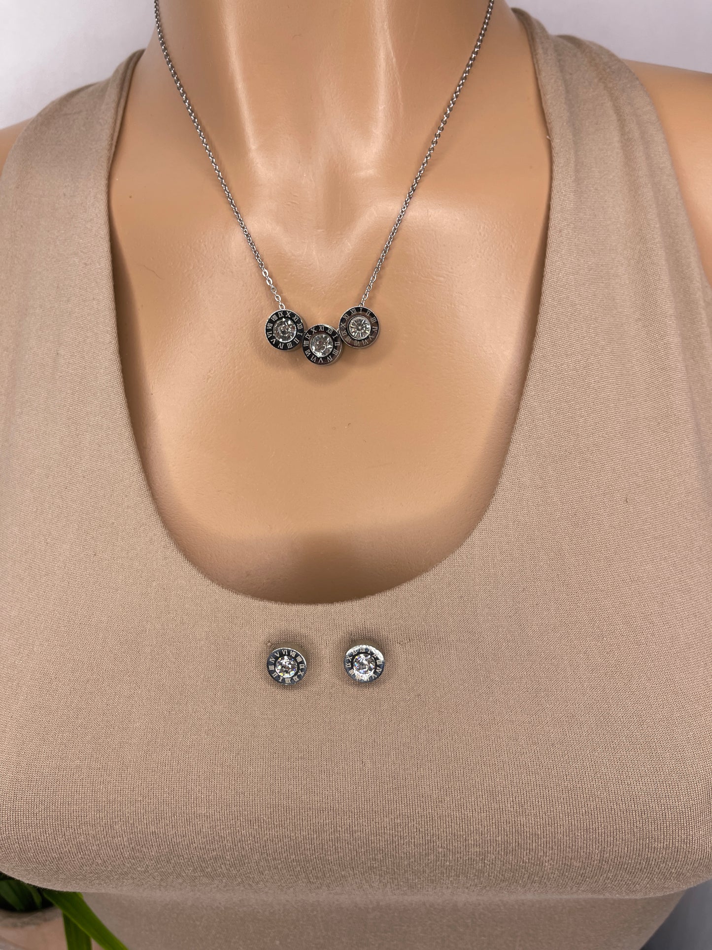 Silver Stainless Steel Necklace set