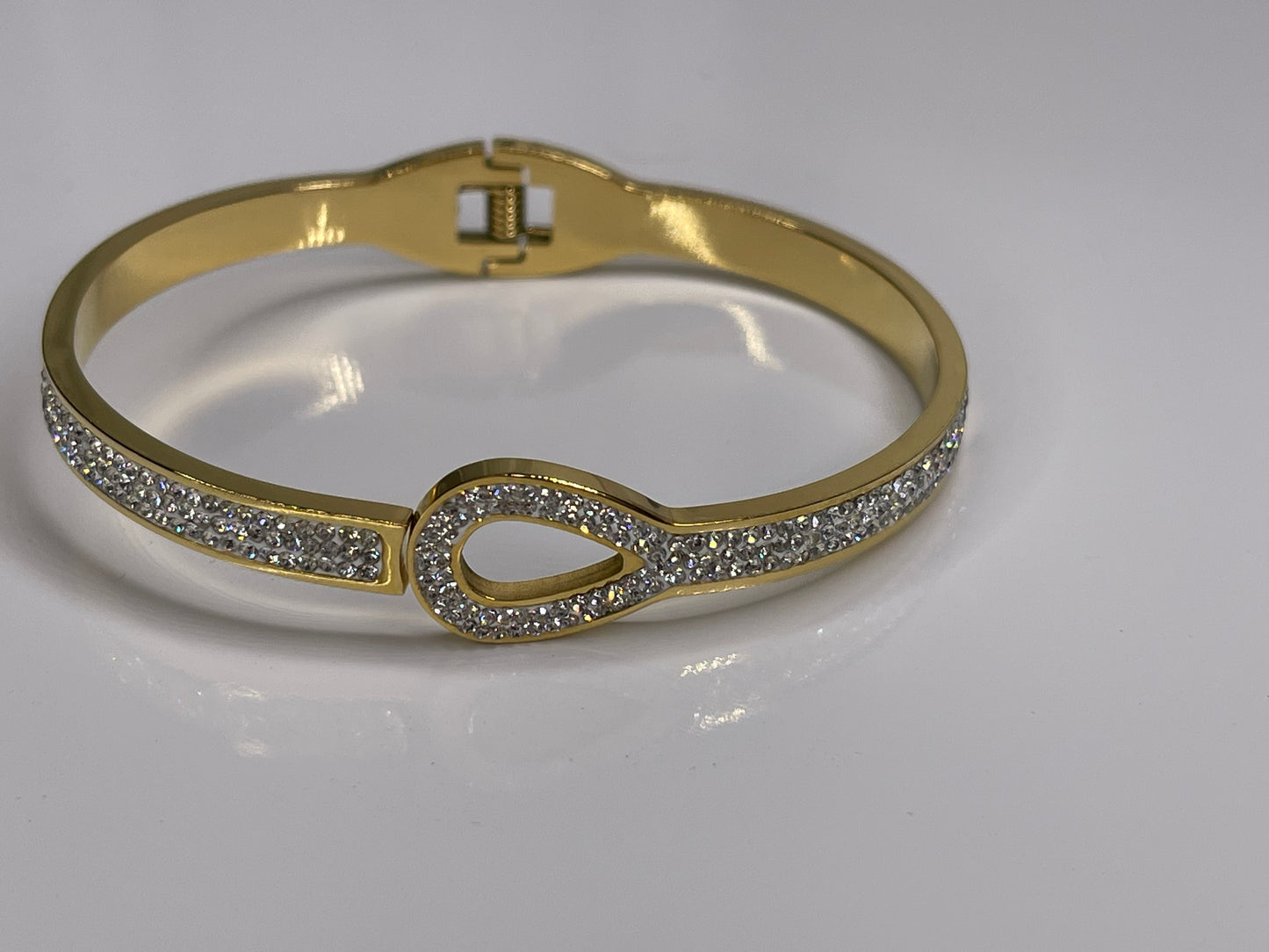 Gold / Silver Bangle Bracelet with Zirconia Stones Arm Candy