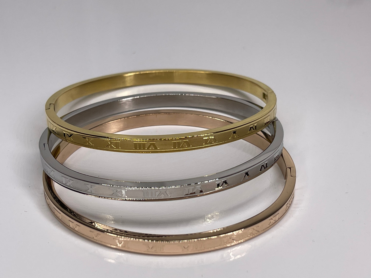 Trio Bangle Bracelets Rose Gold/ Gold / Silver Set