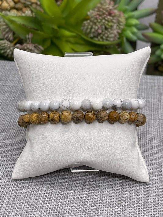 Men's Beaded Bracelets Agate / Howlite stone