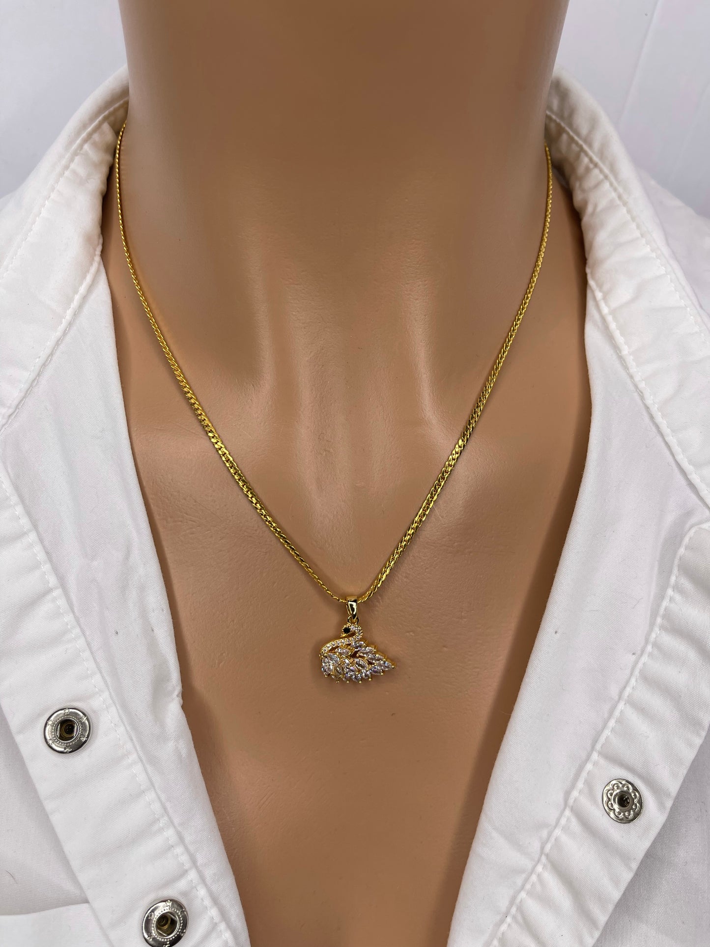 Swan Necklace 18 Karat Gold Plated