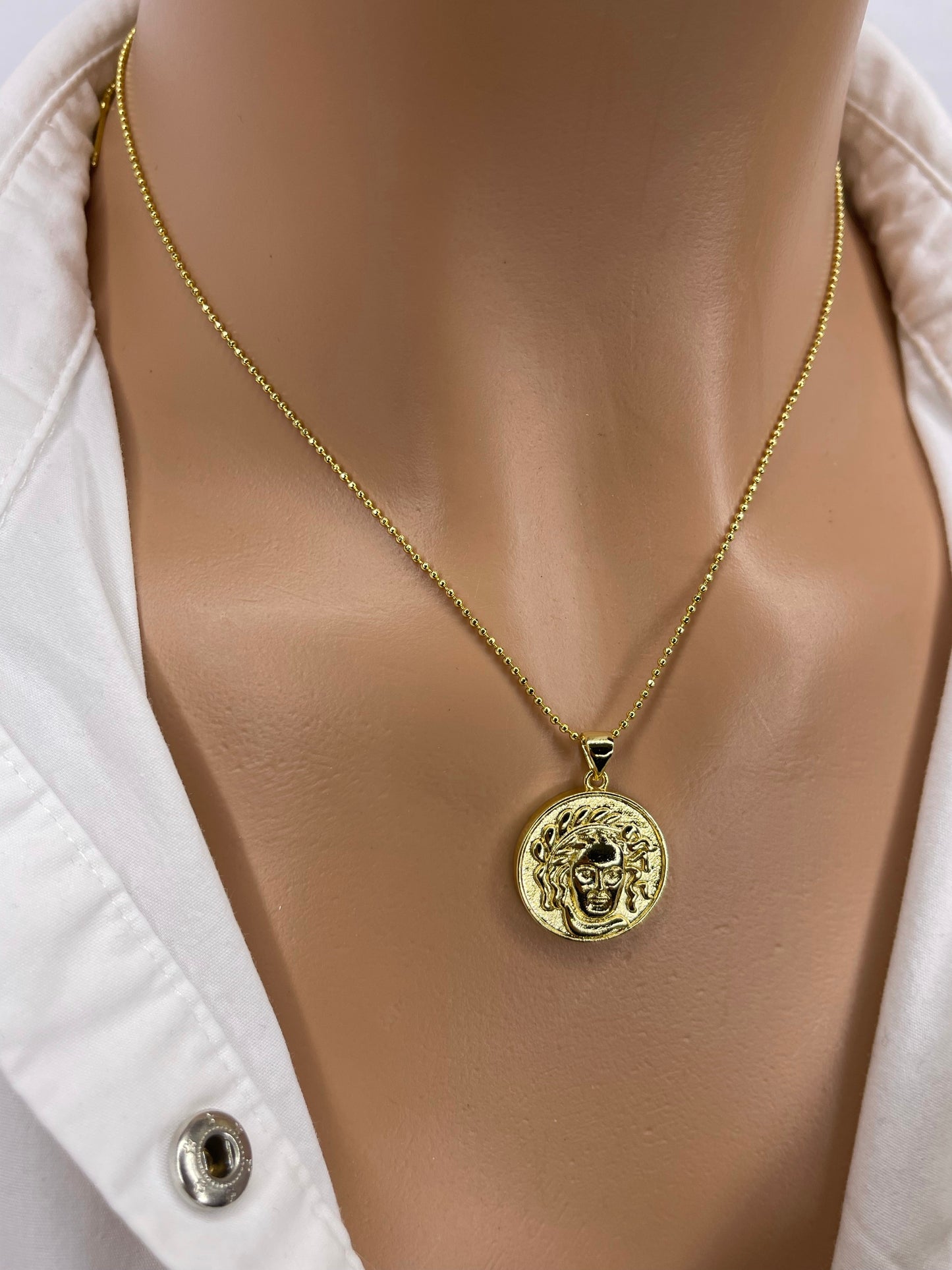 Gold Greek Coin Necklace (Assorted)