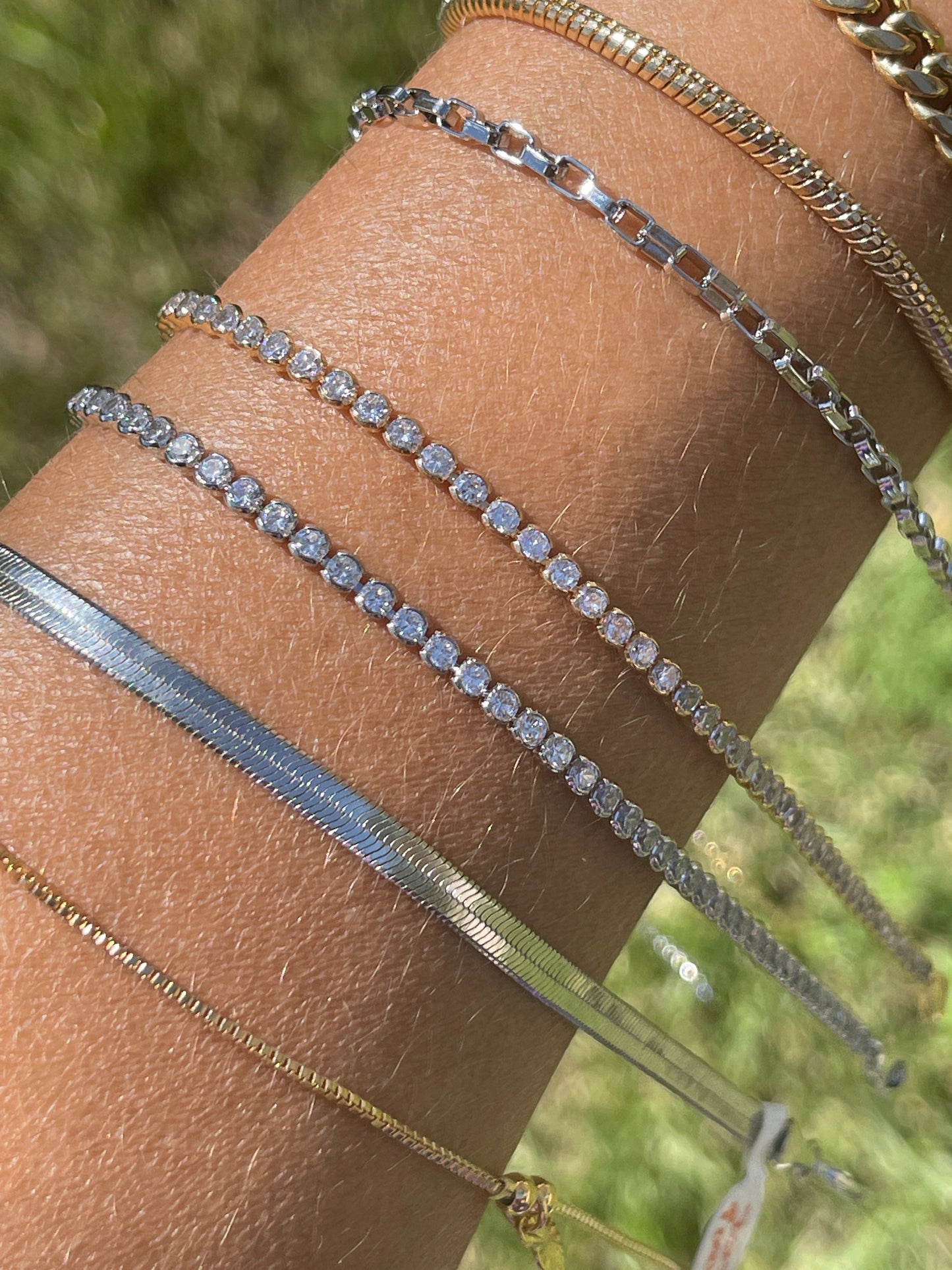 Tennis Style Anklets 18 karat plated Silver Anklets