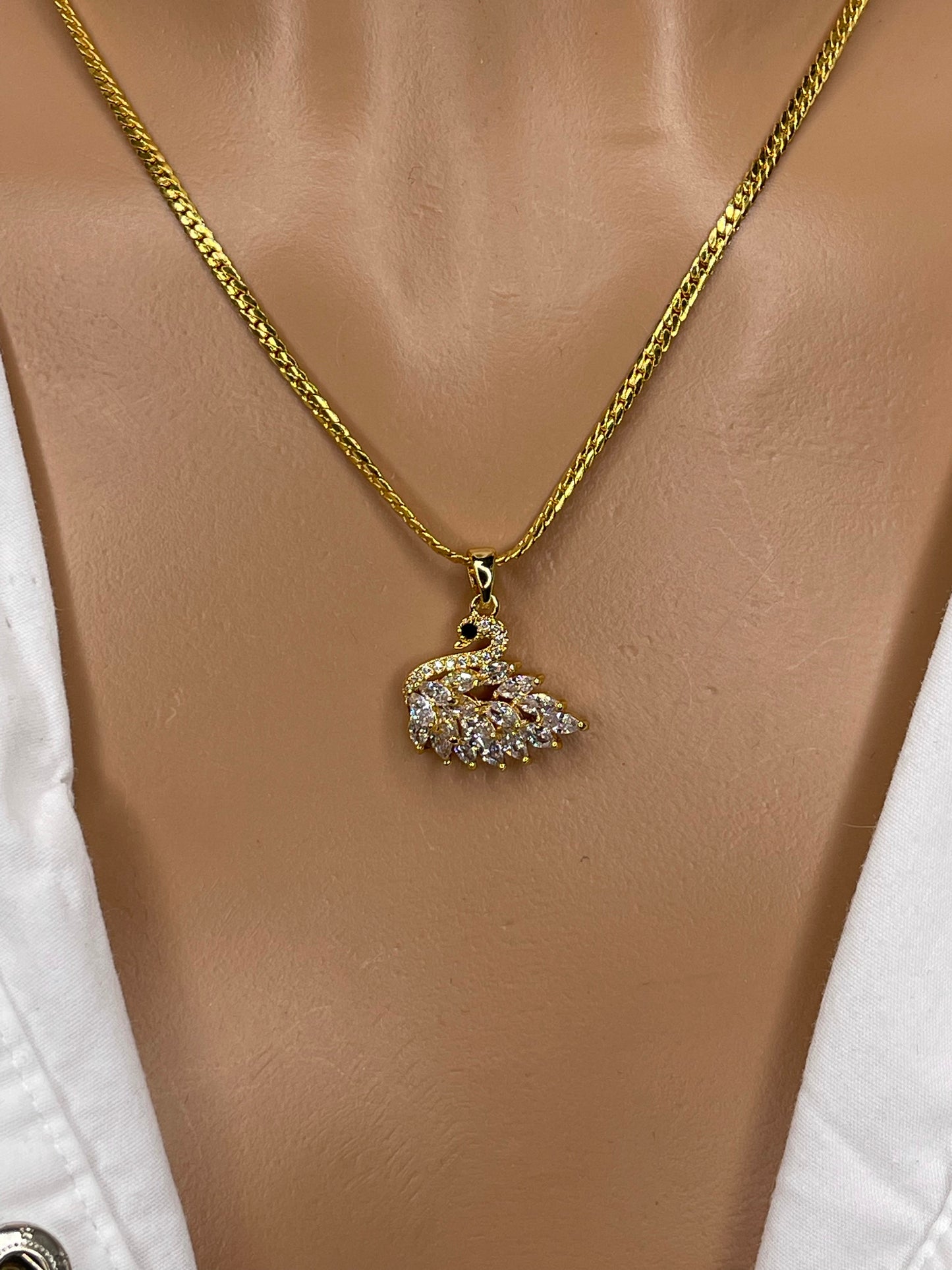 Swan Necklace 18 Karat Gold Plated