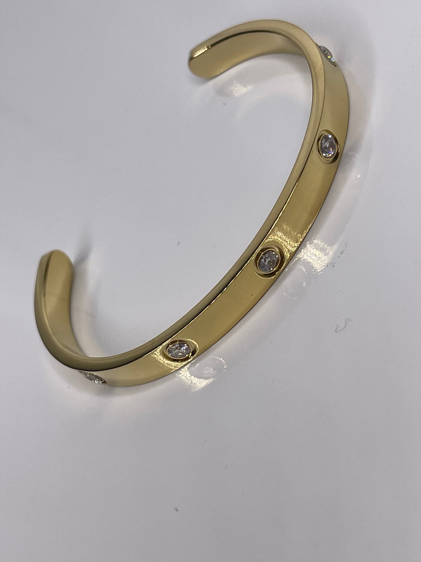 Gold Bangle Bracelet Cuff Zirconia Bangle