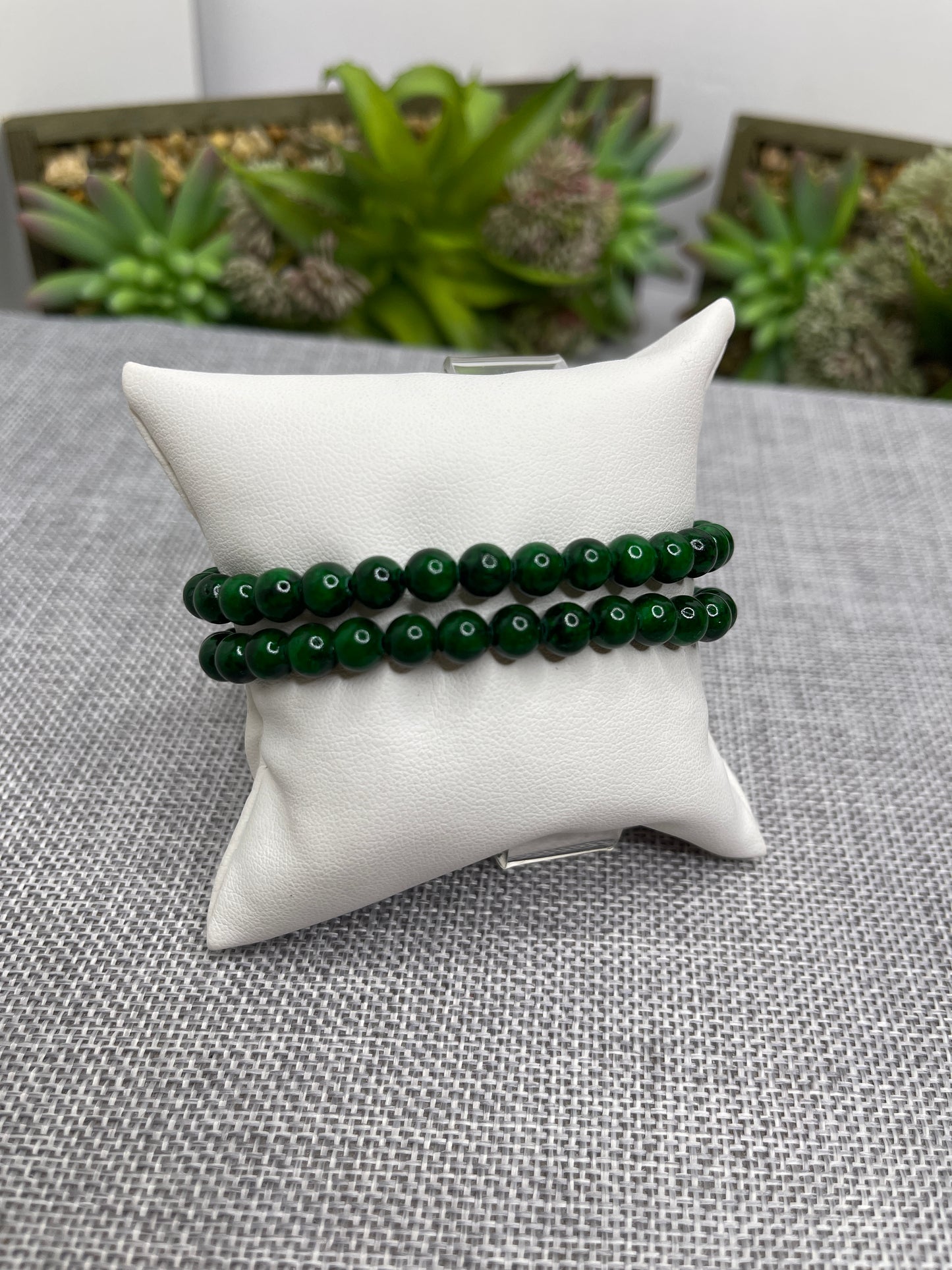 Men’s Beaded Bracelets in Green Agate