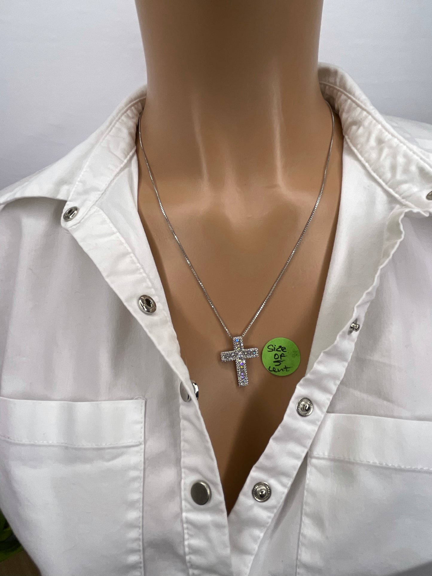 Religous Zirconia Cross Necklace 18K Plated