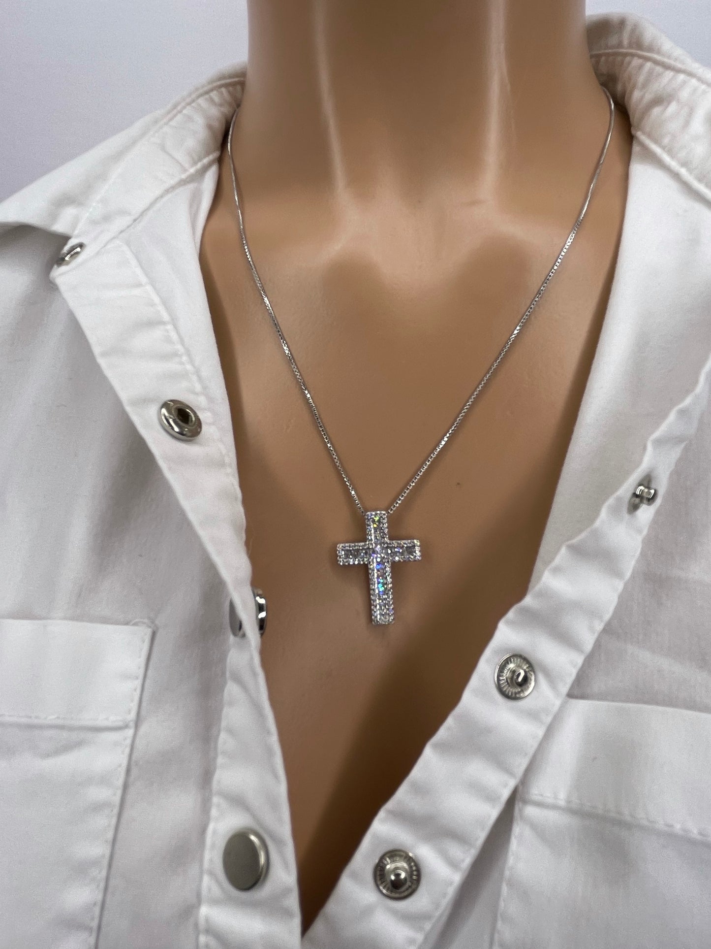 Religous Zirconia Cross Necklace 18K Plated