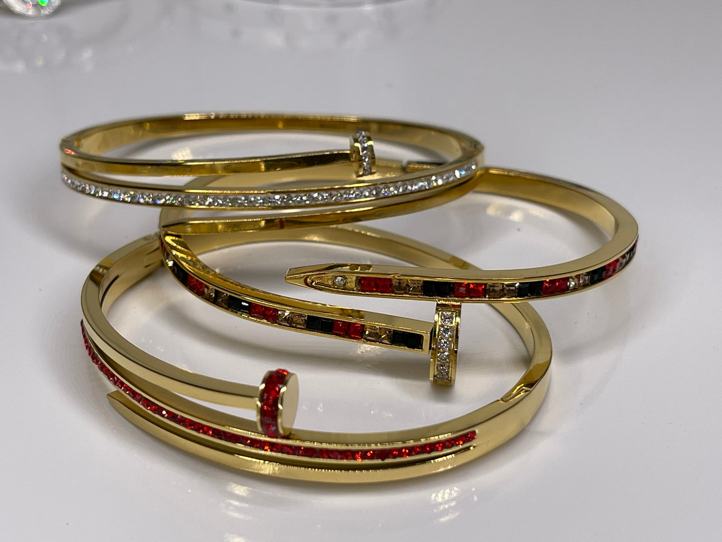 Stackable Gold Bangle Bracelets Tarnish free/Waterproof arm candy