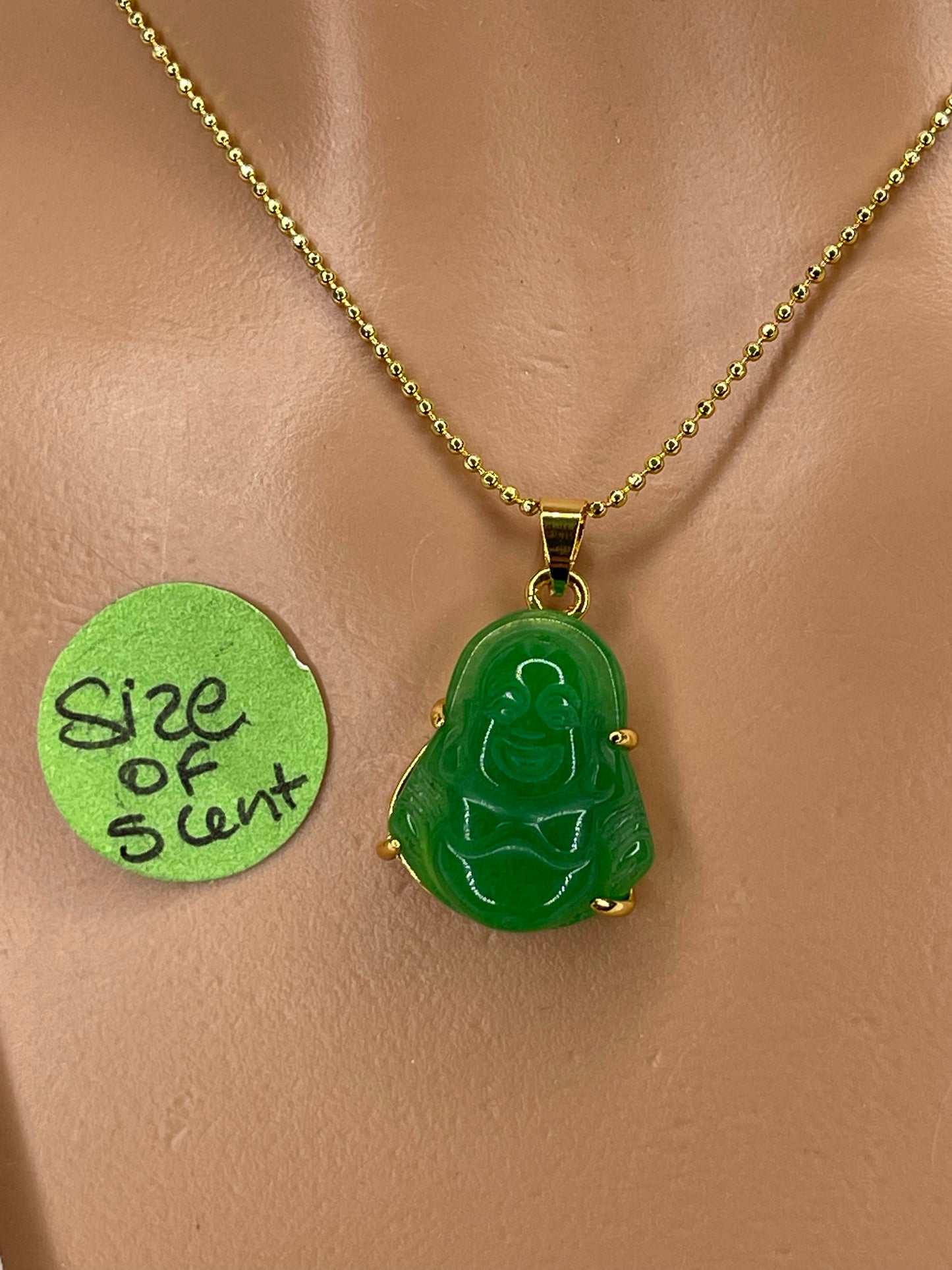 Green Agate Buddha Necklace