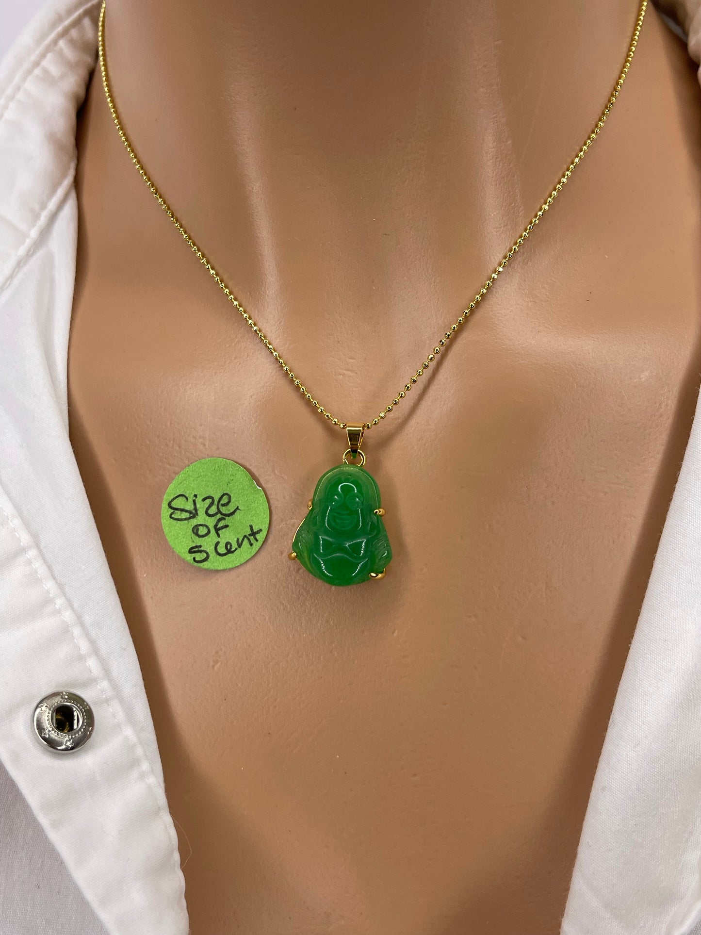 Green Agate Buddha Necklace