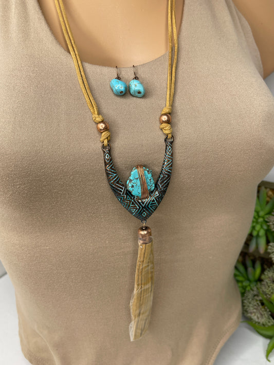 Turquoise Necklace Set with earrings