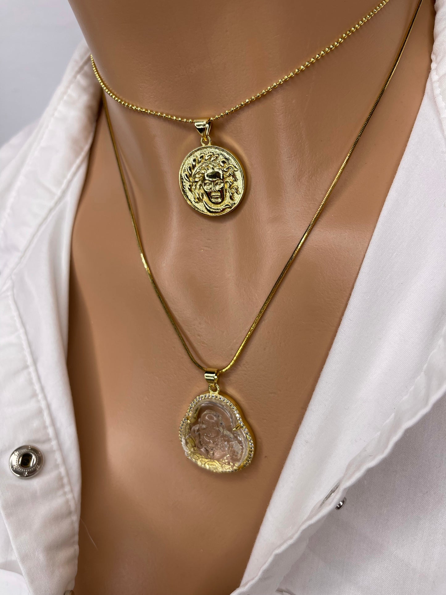 Layered Chain Buddha Coin Combo