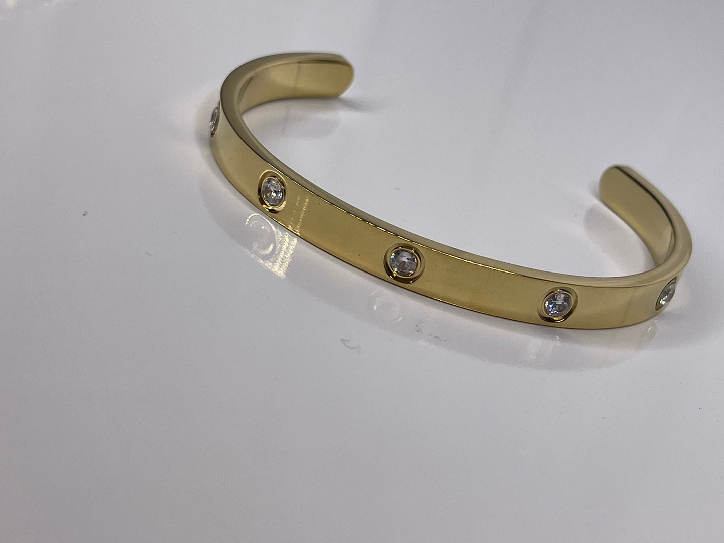 Gold Bangle Bracelet Cuff Zirconia Bangle