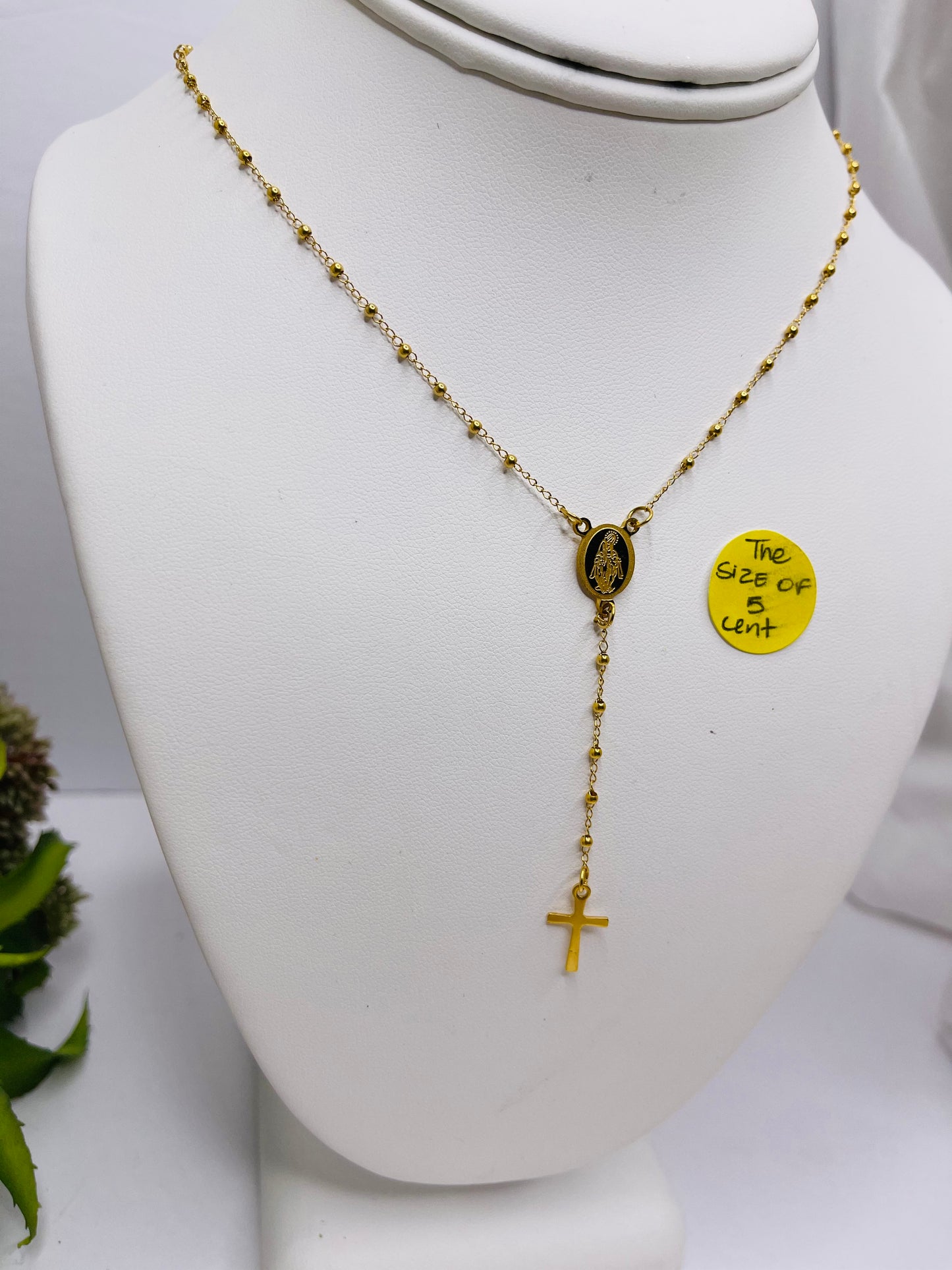 Gold Rosary Religious Necklace