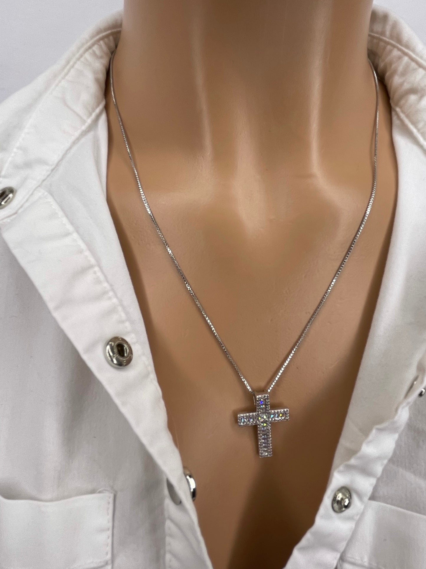 Religous Zirconia Cross Necklace 18K Plated