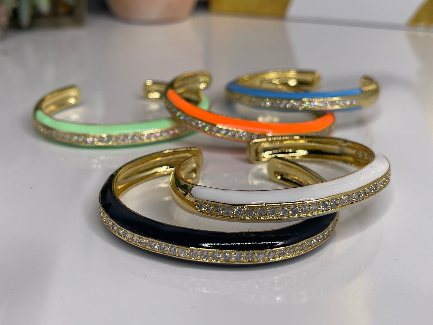 Colorful Bangle Acrylic Bangle Gold Plated 18 karat Bangle Bracelets