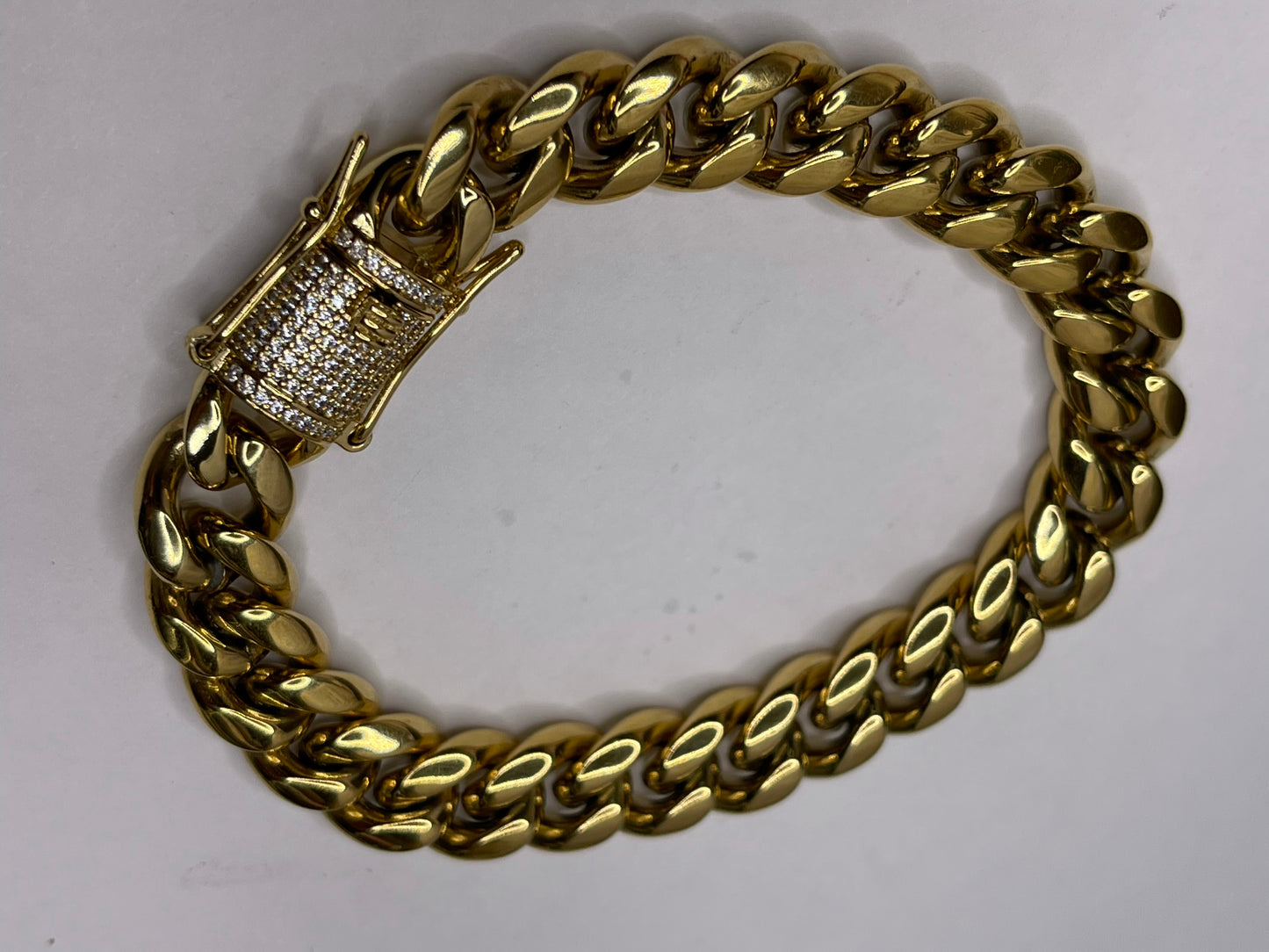 Cuban Link 14 karat Gold plated Necklace Set bracelet