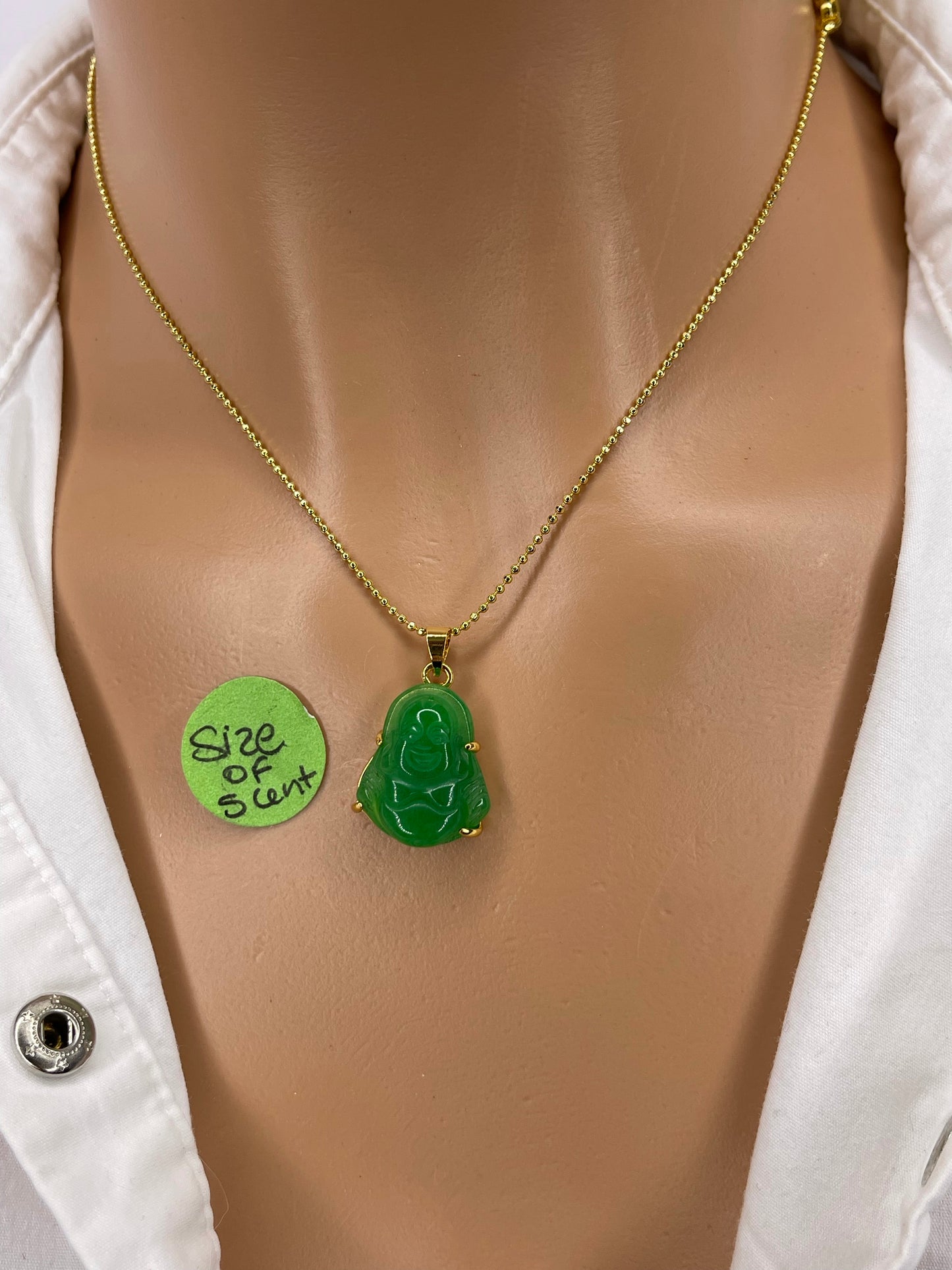 Green Agate Buddha Necklace