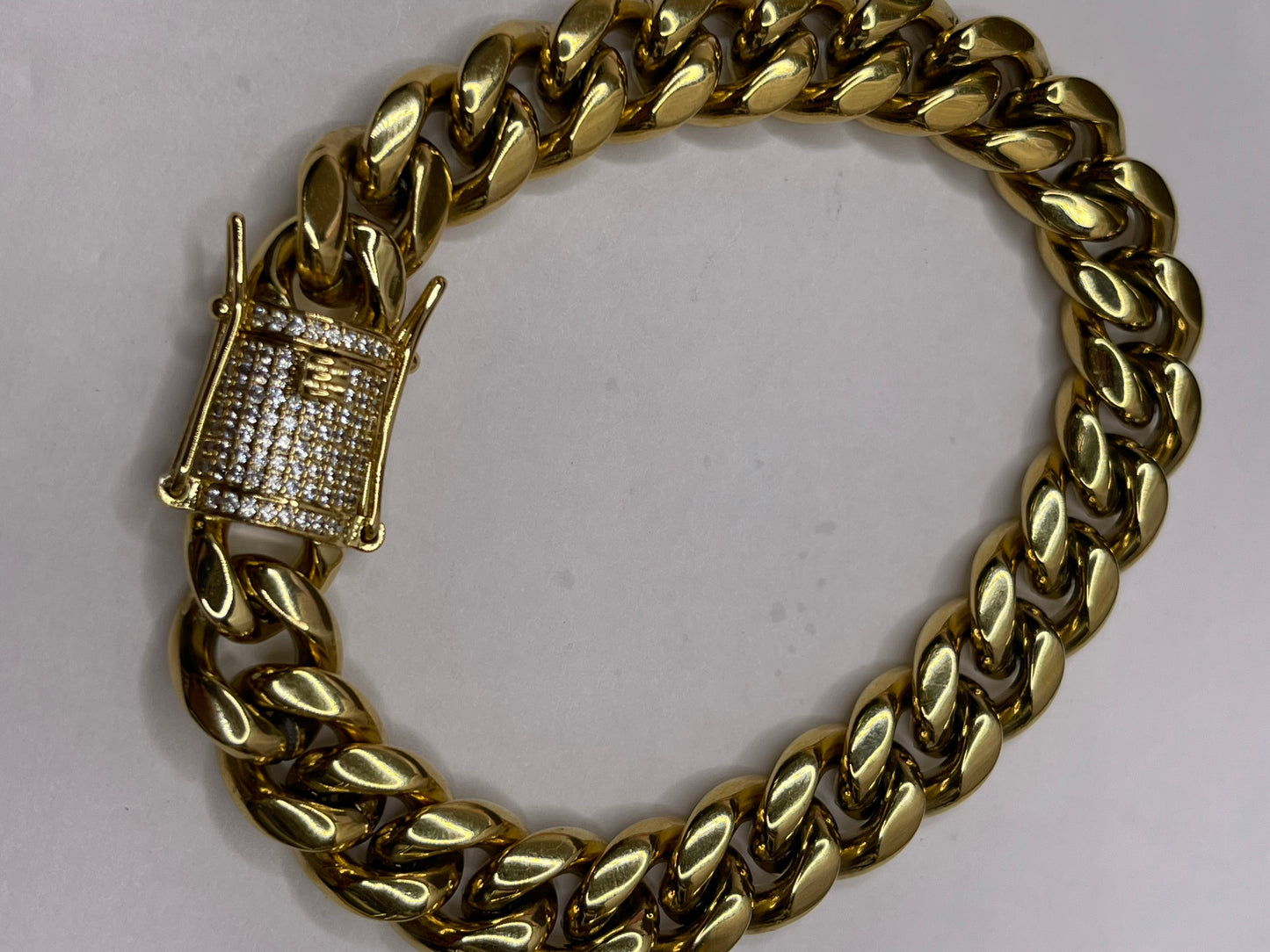 Cuban Link 14 karat Gold plated Necklace Set bracelet