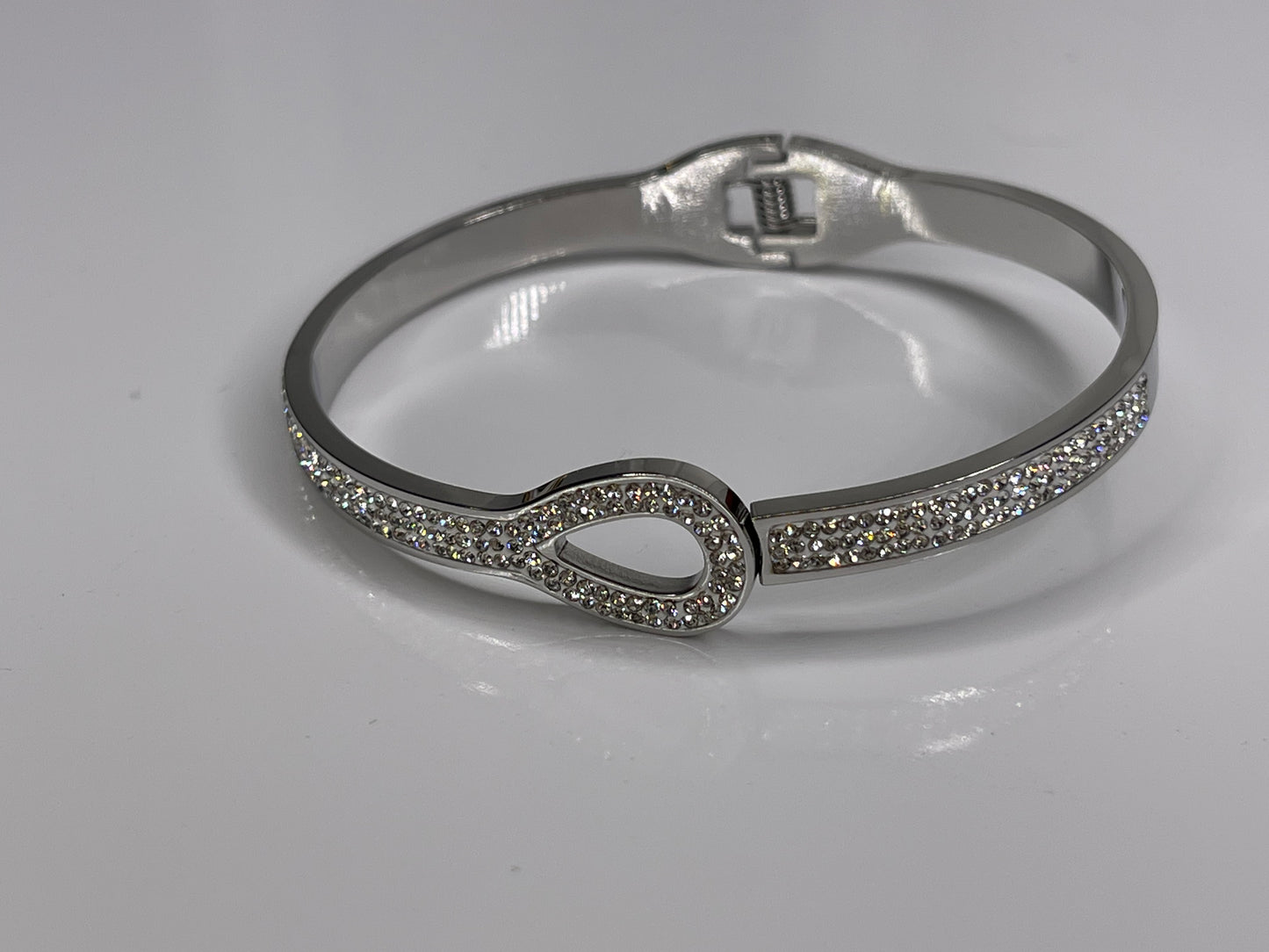 Gold / Silver Bangle Bracelet with Zirconia Stones Arm Candy